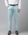 Shop Mens Linen Cotton Solid Casual Trouser-Front