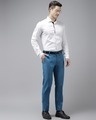Shop Mens Blue Solid Casual Trouser-Full