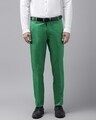 Shop Mens Green Solid Casual Trouser-Front