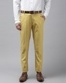 Shop Mens Pale Yellow Solid Casual Trouser-Front