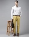 Shop Mens Pale Yellow Solid Casual Trouser-Full