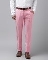 Shop Mens Pink Solid Casual Trouser-Front