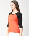 Shop Women's Black & Ornage Choose Happiness 3/4th Sleeve Slim Fit Raglan T-shirt-Design