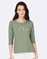 Shop Happiness Colorful Round Neck 3/4 Sleeve T-Shirts-Front