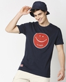 Shop Men's Blue Happy Face Coke Graphic Printed T-shirt-Front