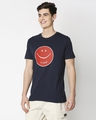 Shop Men's Blue Happy Face Coke Graphic Printed T-shirt-Design