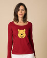 Shop Happy Pooh Scoop Neck Full Sleeve T-Shirt (DL)-Front