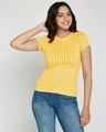 Shop Happy Yellow All Over Printed Half Sleeve T-Shirts-Front