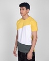 Shop Happy Yellow Color Block T-Shirt-Design