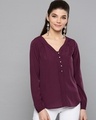 Shop Women's Boat Neck Full Sleeve Solid Top-Front