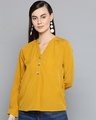 Shop Women Mandarin Collar Full Sleeve Solid Top-Front