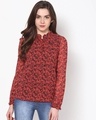 Shop Women Round Neck Full Sleeve Printed Top-Front