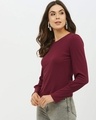 Shop Women Round Neck Full Sleeve Solid Top-Full