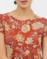 Shop Women Round Neck Short Sleeves Printed T Shirt