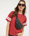 Shop Women's Round Neck Short Sleeves Striped T-Shirt-Design