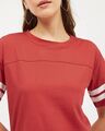 Shop Women's Round Neck Short Sleeves Striped T-Shirt