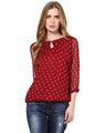 Shop Women's Round Neck Three Quarter Sleeves Printed Top-Front