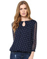 Shop Women's Round Neck Three Quarter Sleeves Printed Top-Front