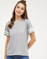 Shop Women Round Neck Three Quarter Sleeves Solid T Shirt-Design