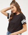 Shop Women's Round Neck Three Quarter Sleeves Solid T Shirt-Design