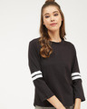 Shop Women's Round Neck Three Quarter Sleeves Solid T Shirt-Front