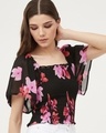 Shop Women's Black All Over Floral Printed Top-Full