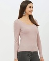 Shop Women Scoop Neck Full Sleeve Solid Top-Design