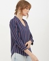 Shop Women Shirt Collar Full Sleeve Striped Top-Full