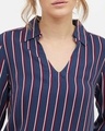 Shop Women Shirt Collar Full Sleeve Striped Top