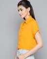 Shop Women's Spread Collar Short Sleeves Printed Top-Design
