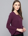 Shop Women Square Neck Full Sleeve Solid Top
