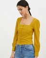 Shop Women Square Neck Full Sleeve Solid Top-Design