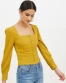 Shop Women Square Neck Full Sleeve Solid Top-Full