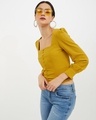 Shop Women Square Neck Full Sleeve Solid Top