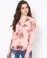 Shop Women V Neck Full Sleeve Printed Top-Front