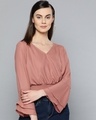Shop Women's V Neck Full Sleeve Solid Top-Front
