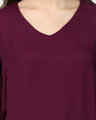 Shop Women V Neck Three Quarter Sleeves Solid Top