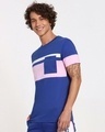 Shop Hashtag Blue Chest Color Block T-Shirt-Design