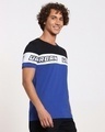 Shop Hashtag Blue  Color block Chest Print T-Shirt-Design