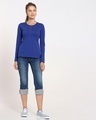 Shop Women's Hashtag Blue Henley Slim Fit T-shirt