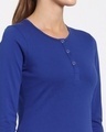 Shop Women's Hashtag Blue Henley Slim Fit T-shirt