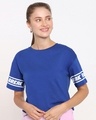 Shop Hashtag Blue Relaxed Fit Short Top-Front