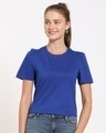 Shop Hashtag Blue Puff Sleeve T-Shirt-Front