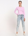 Shop Women's Pink Stripe Full Sleeve Slim Fit T-shirt-Full