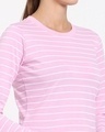Shop Women's Pink Stripe Full Sleeve Slim Fit T-shirt