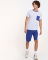 Shop Hashtag Blue Stripe Pocket T-Shirt