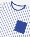 Shop Hashtag Blue Stripe Pocket T-Shirt