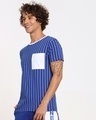Shop Hashtag Blue Stripe Pocket T-Shirt-Design