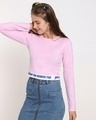 Shop Hashtag Pink Print Full Sleeve Slim Fit Short Top-Design