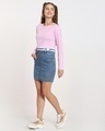 Shop Hashtag Pink Print Full Sleeve Slim Fit Short Top
